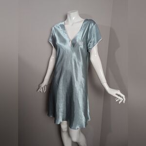 Vintage satin slip dress, sage green Jones ne York lingerie